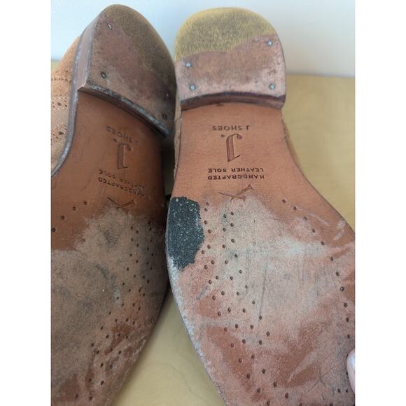 J.Shoes Mens size 10.5 Light Brown Leather Wingtip Oxford Dress Shoes - Picture 9 of 12